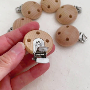 Maple Wood Dummy / Pacifier Clip - Each