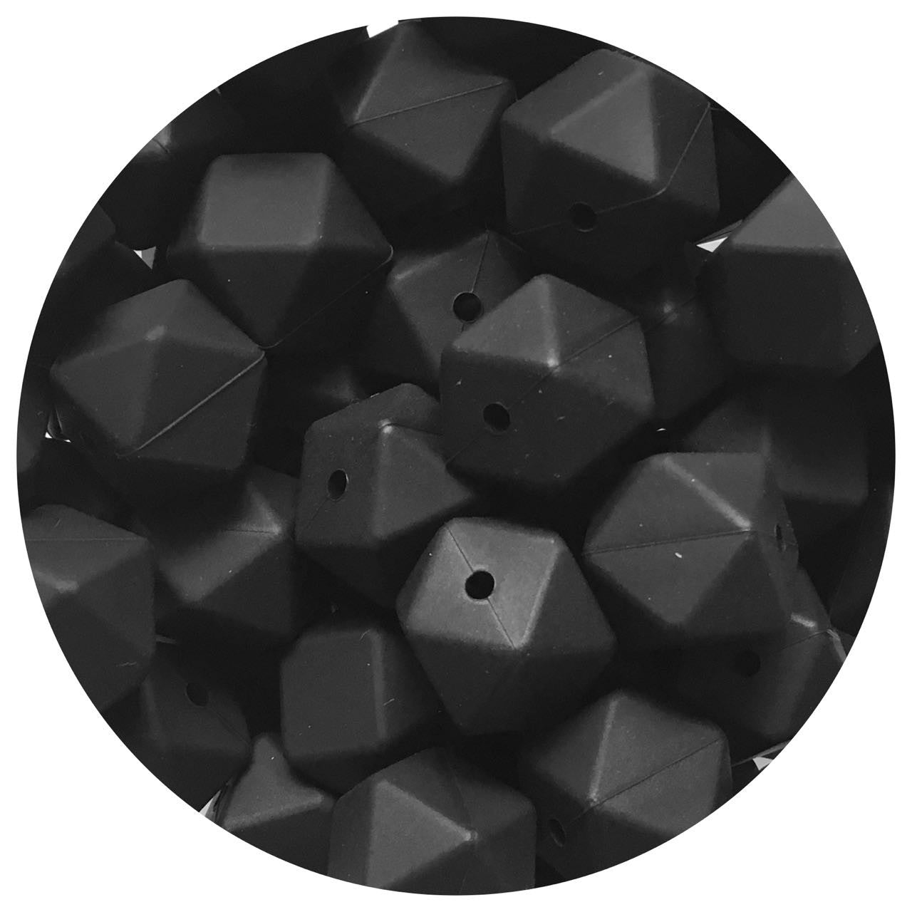 Jet Black - 17mm Hexagon - 10 Beads
