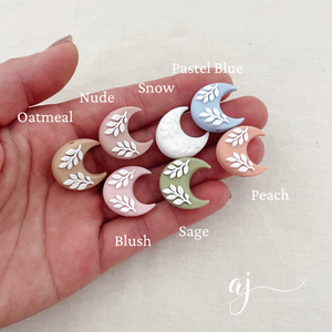Leaf Crescent Moon Silicone Beads - CHOOSE YOUR COLOUR - 2 beads