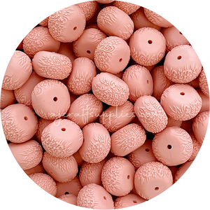Peach - 22mm abacus (Floral Embossed) Silicone Beads - 5 Beads