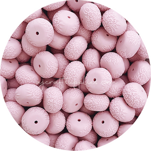 Blush Pink - 22mm abacus (Floral Embossed) Silicone Beads - 5 Beads
