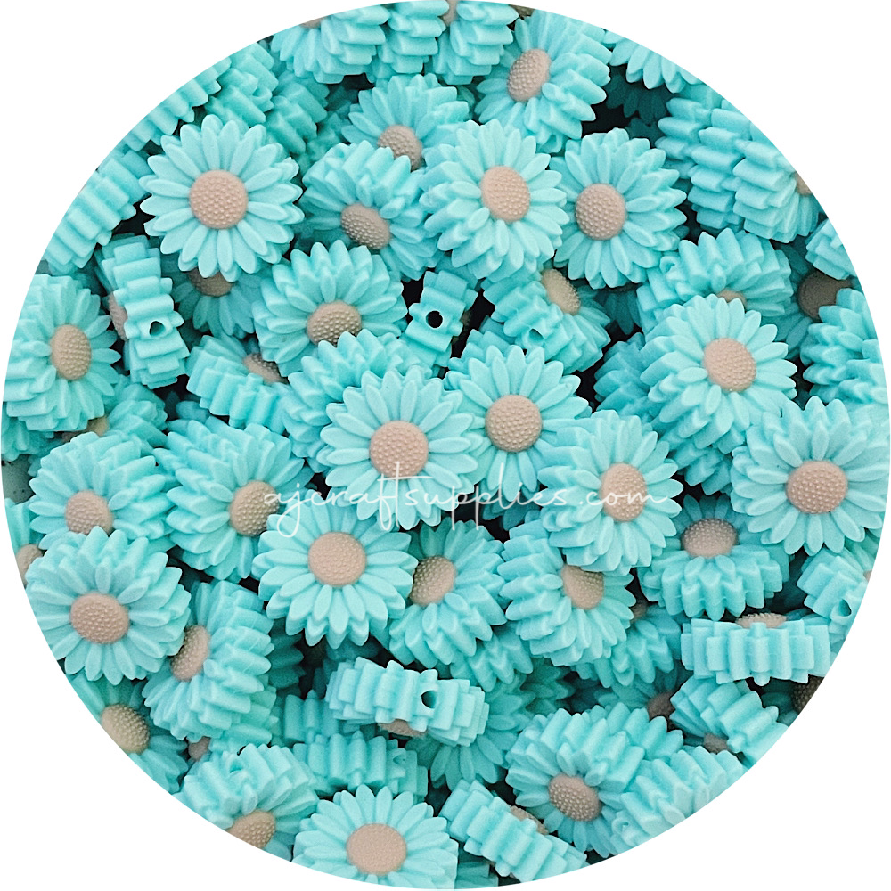 22mm mini daisy silicone beads Blue Green