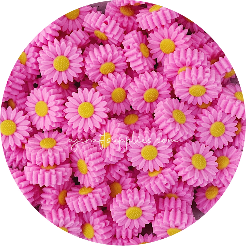 22mm mini daisy silicone beads bubblegum pink