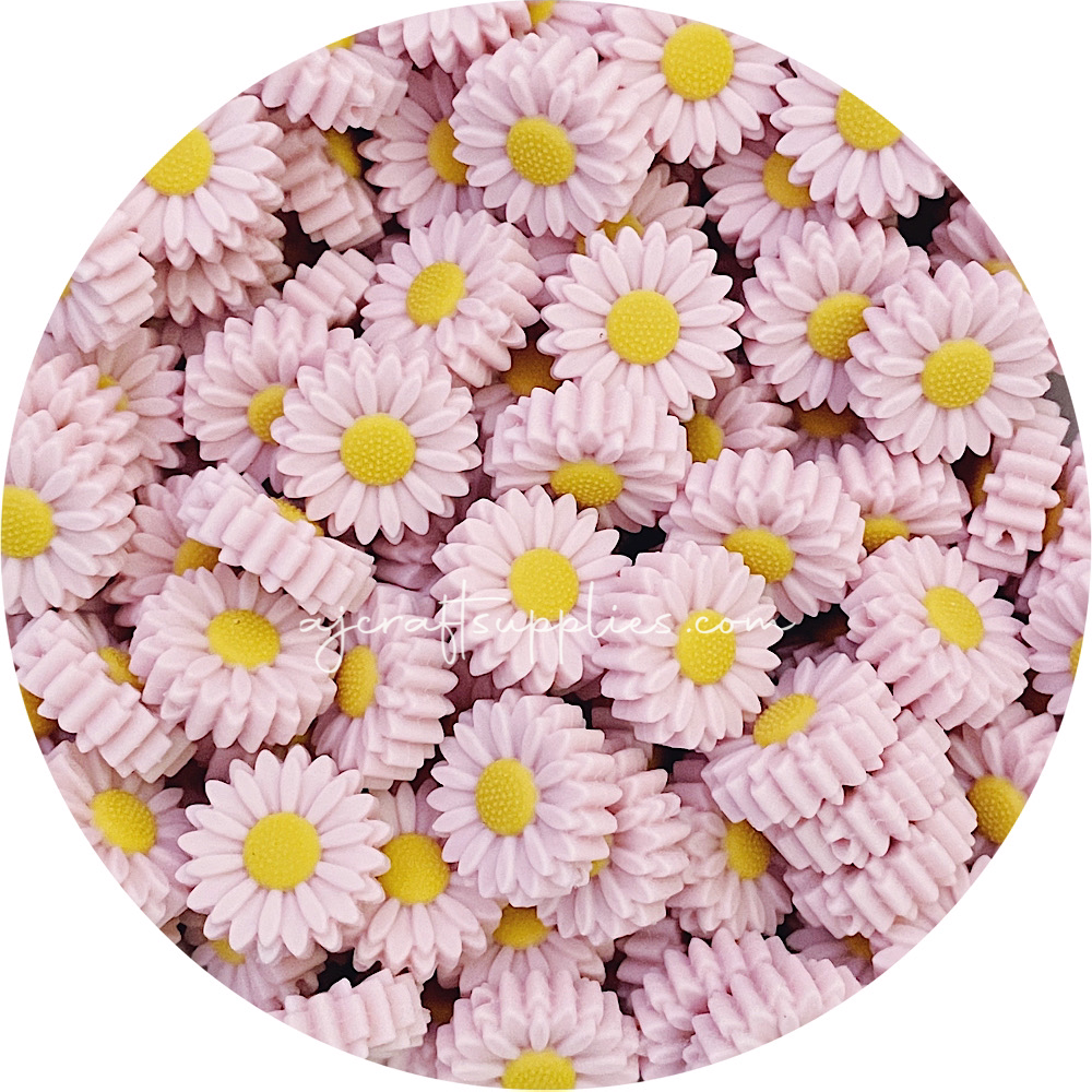 Blush Pink - 22mm Mini Daisy Silicone Beads - 2 beads