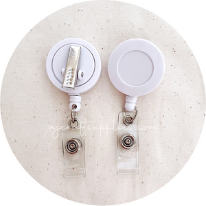 Retractable Badge Reel with Rotating Alligator Clip - Snow White - Each