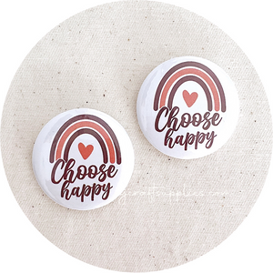 37mm Button Badges (With or Without Pinback) - Choose Happy Rainbow - 2 badges