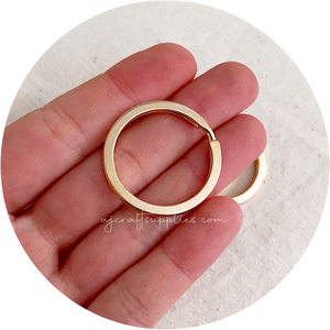 30mm Round Split Ring Keyring - Light Gold - 5 rings