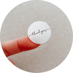 2.5cm Thank You Stickers - Black Script - 1 roll (500 stickers)