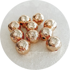 13mm (Floral Embossed) Round Acrylic Beads - CHOOSE YOUR COLOUR - 5 Beads