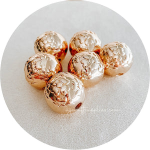 19mm (Floral Embossed) Round Acrylic Beads - CHOOSE YOUR COLOUR - 5 Beads