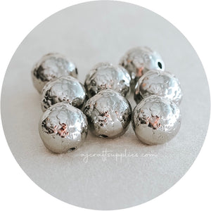 16mm (Floral Embossed) Round Acrylic Beads - CHOOSE YOUR COLOUR - 5 Beads