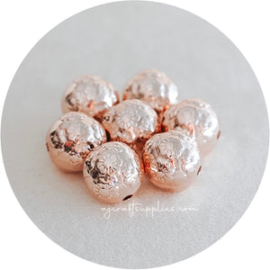 16mm (Floral Embossed) Round Acrylic Beads - CHOOSE YOUR COLOUR - 5 Beads