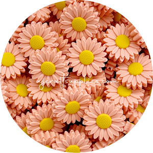 Peach - 30mm Large Daisy Silicone Beads - 2 beads