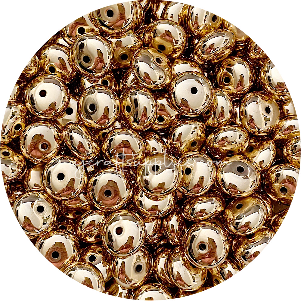 18mm Abacus Acrylic Spacer Beads - Gold - 5 Beads