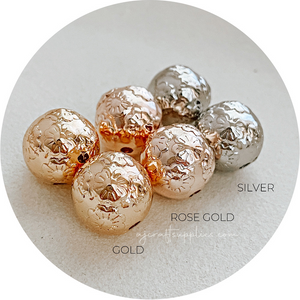 16mm (Floral Embossed) Round Acrylic Beads - CHOOSE YOUR COLOUR - 5 Beads