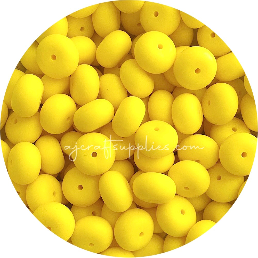 Lemon Yellow - 19mm Abacus Silicone Beads - 5 Beads