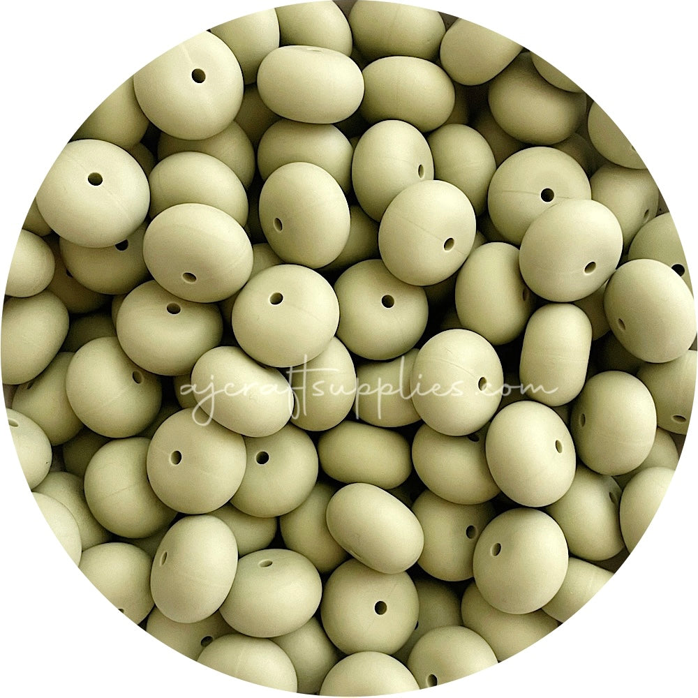 Sage Green - 19mm Abacus Silicone Beads - 5 Beads