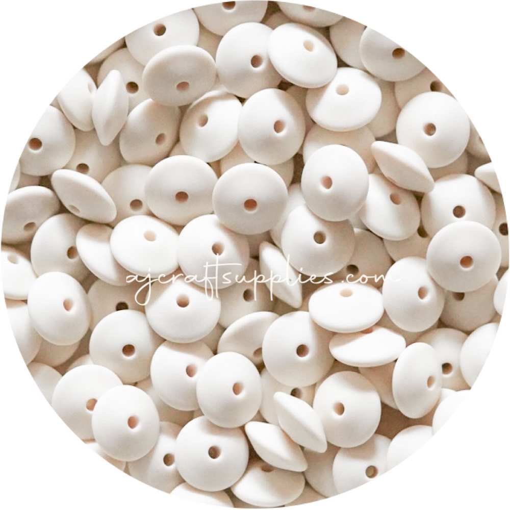 Linen - 15mm Saucer Silicone Beads - Each