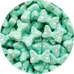 Polka Dot Bow Silicone Beads - CHOOSE YOUR COLOUR - 2 Beads