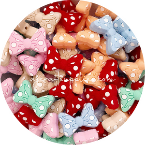 Polka Dot Bow Silicone Beads - CHOOSE YOUR COLOUR - 2 Beads