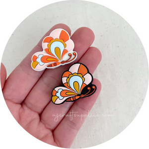 Retro Butterfly Silicone Beads - CHOOSE YOUR COLOUR - 2 beads