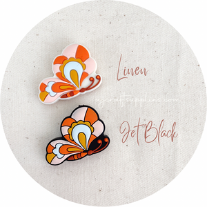 Retro Butterfly Silicone Beads - CHOOSE YOUR COLOUR - 2 beads