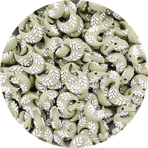 Leaf Crescent Moon Silicone Beads - CHOOSE YOUR COLOUR - 2 beads