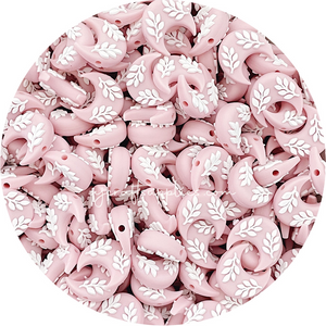 Leaf Crescent Moon Silicone Beads - CHOOSE YOUR COLOUR - 2 beads