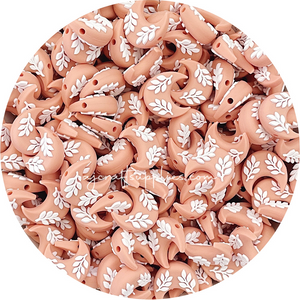 Leaf Crescent Moon Silicone Beads - CHOOSE YOUR COLOUR - 2 beads