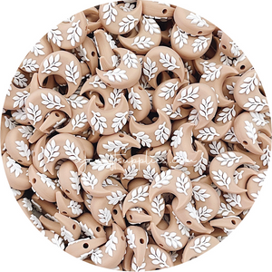 Leaf Crescent Moon Silicone Beads - CHOOSE YOUR COLOUR - 2 beads