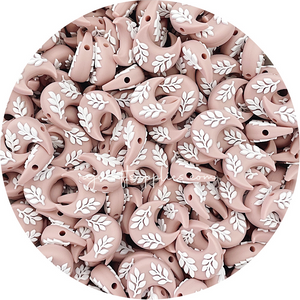 Leaf Crescent Moon Silicone Beads - CHOOSE YOUR COLOUR - 2 beads