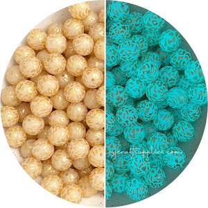 15mm Printed Glow in the Dark Silicone Beads