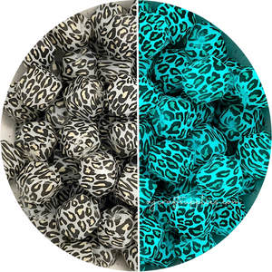 17mm Hexagon Printed Glow in the Dark Silicone Beads