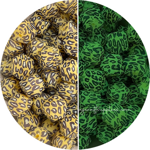 17mm Hexagon Printed Glow in the Dark Silicone Beads