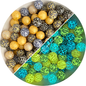 15mm Printed Glow in the Dark Silicone Beads