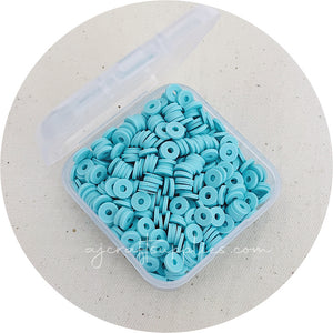 6mm Heishi (Polymer Clay) Beads - Light Aqua - 500 Beads / Box
