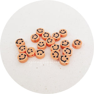 10mm Happy Face Polymer Clay Beads - 5 Beads