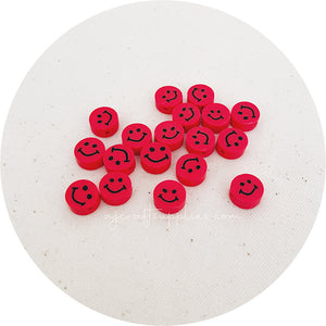 10mm Happy Face Polymer Clay Beads - 5 Beads