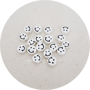 10mm Happy Face Polymer Clay Beads - 5 Beads