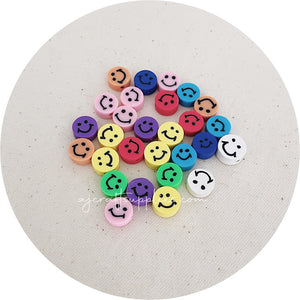 10mm Happy Face Polymer Clay Beads - 5 Beads
