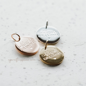 Blessed Grandma - 20mm Stainless Steel Round Charm - CHOOSE YOUR COLOUR - Each