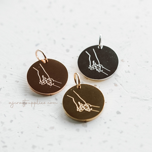 Mother & Child Finger Grasp - 20mm Stainless Steel Round Charm - CHOOSE YOUR COLOUR - Each