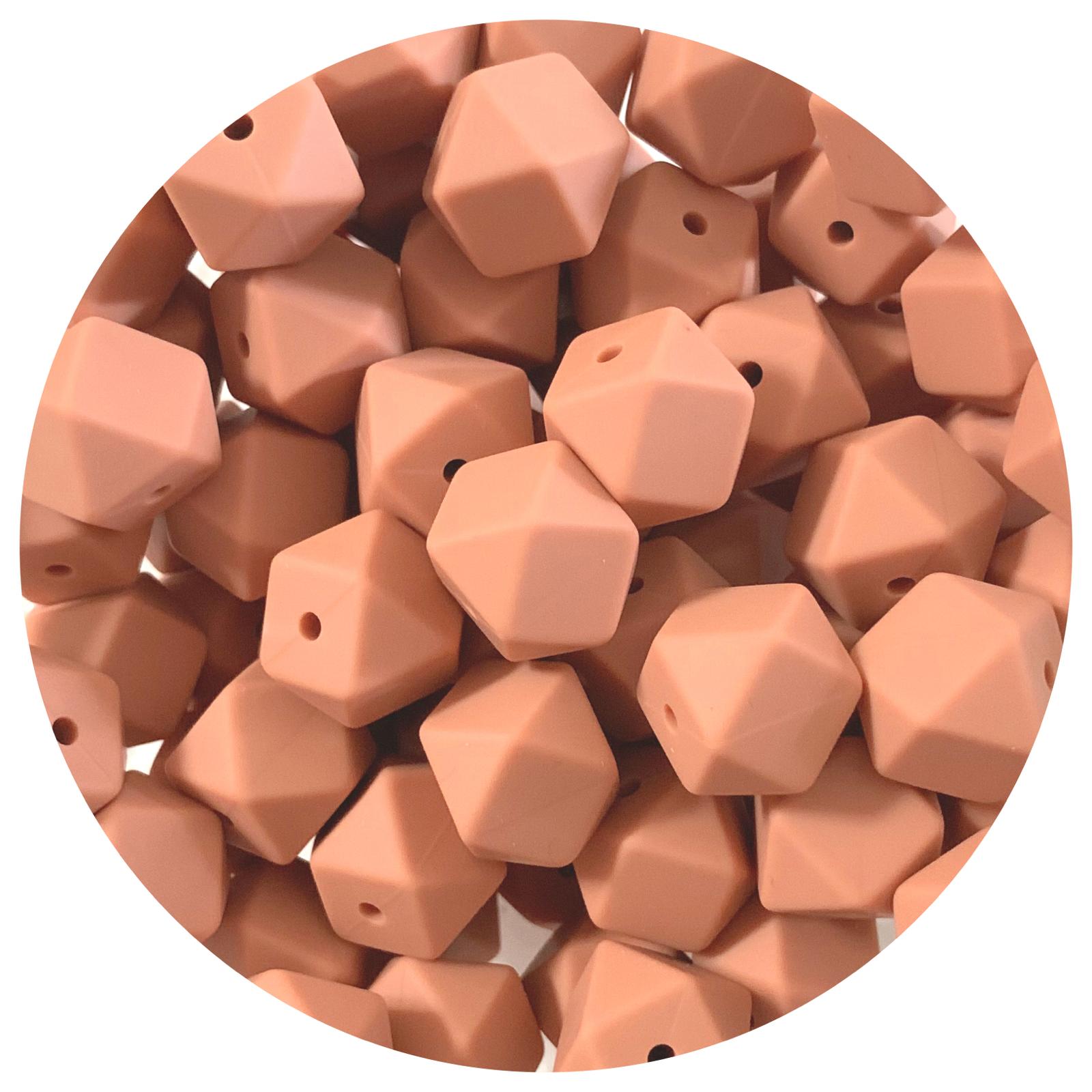 Latte - 14mm Mini Hexagon - 5 beads