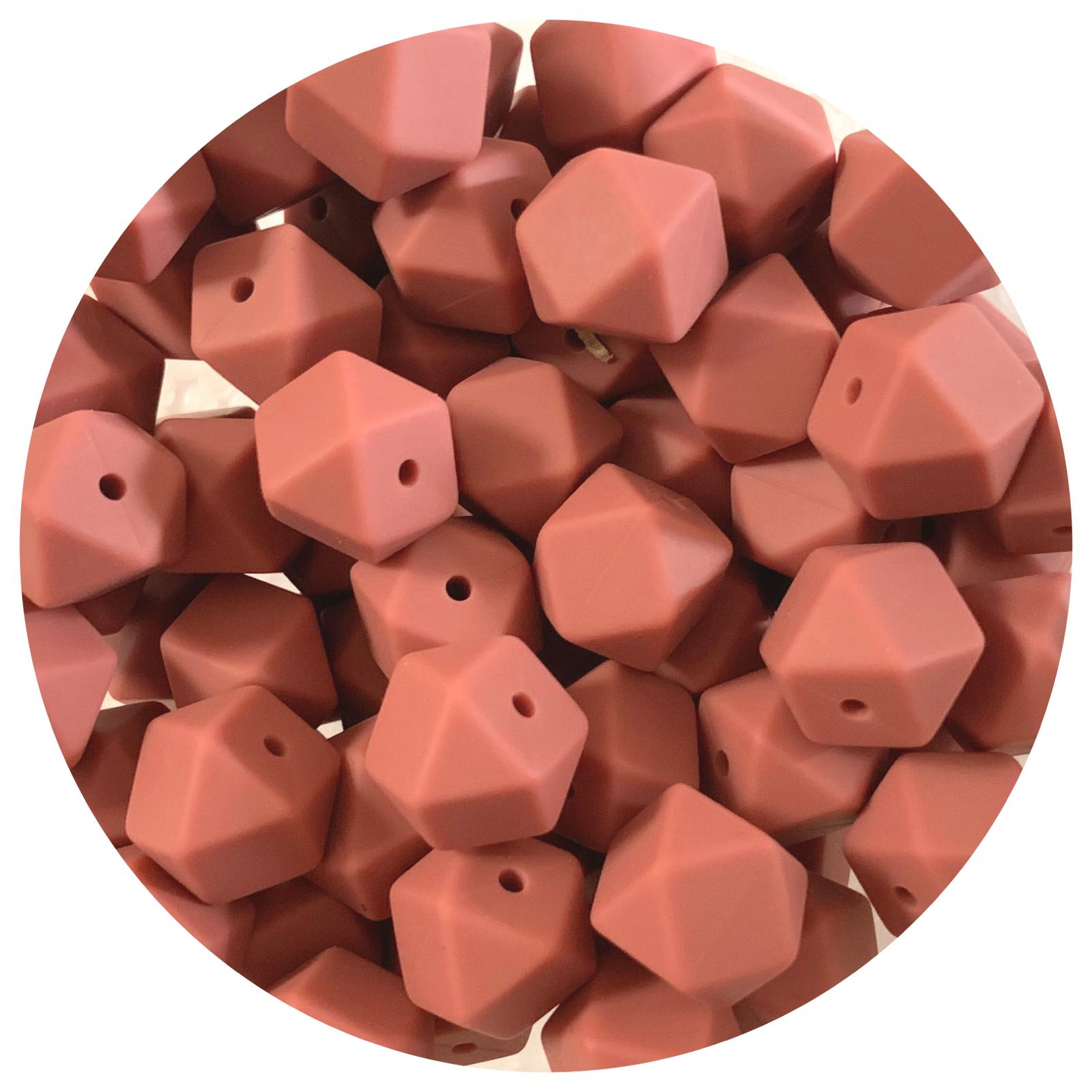 Brandy Rose - 14mm Mini Hexagon - 5 beads