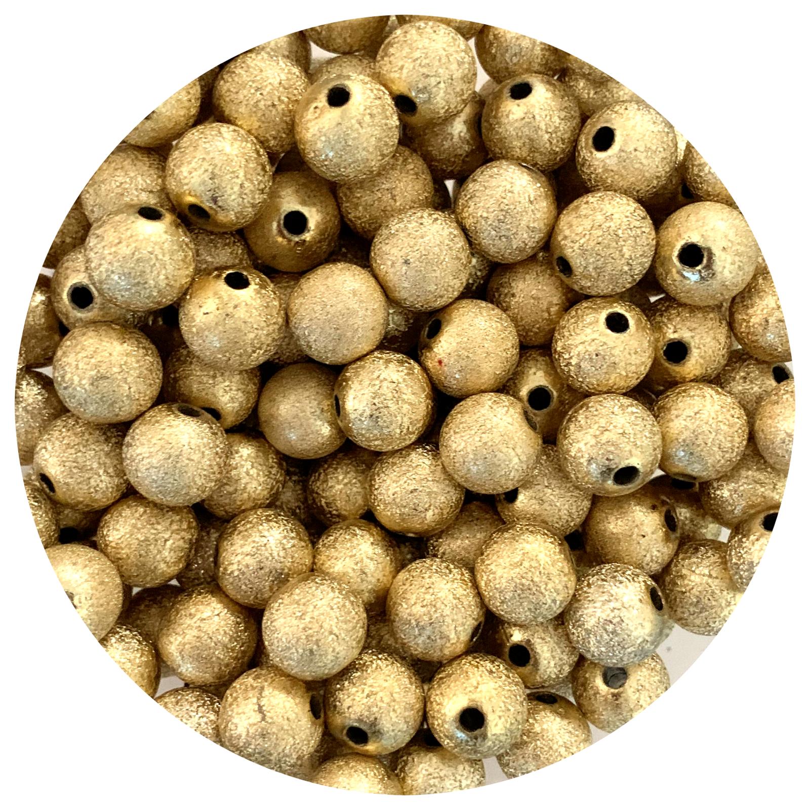 12mm Gold Stardust Round Acrylic Beads - 5 Beads