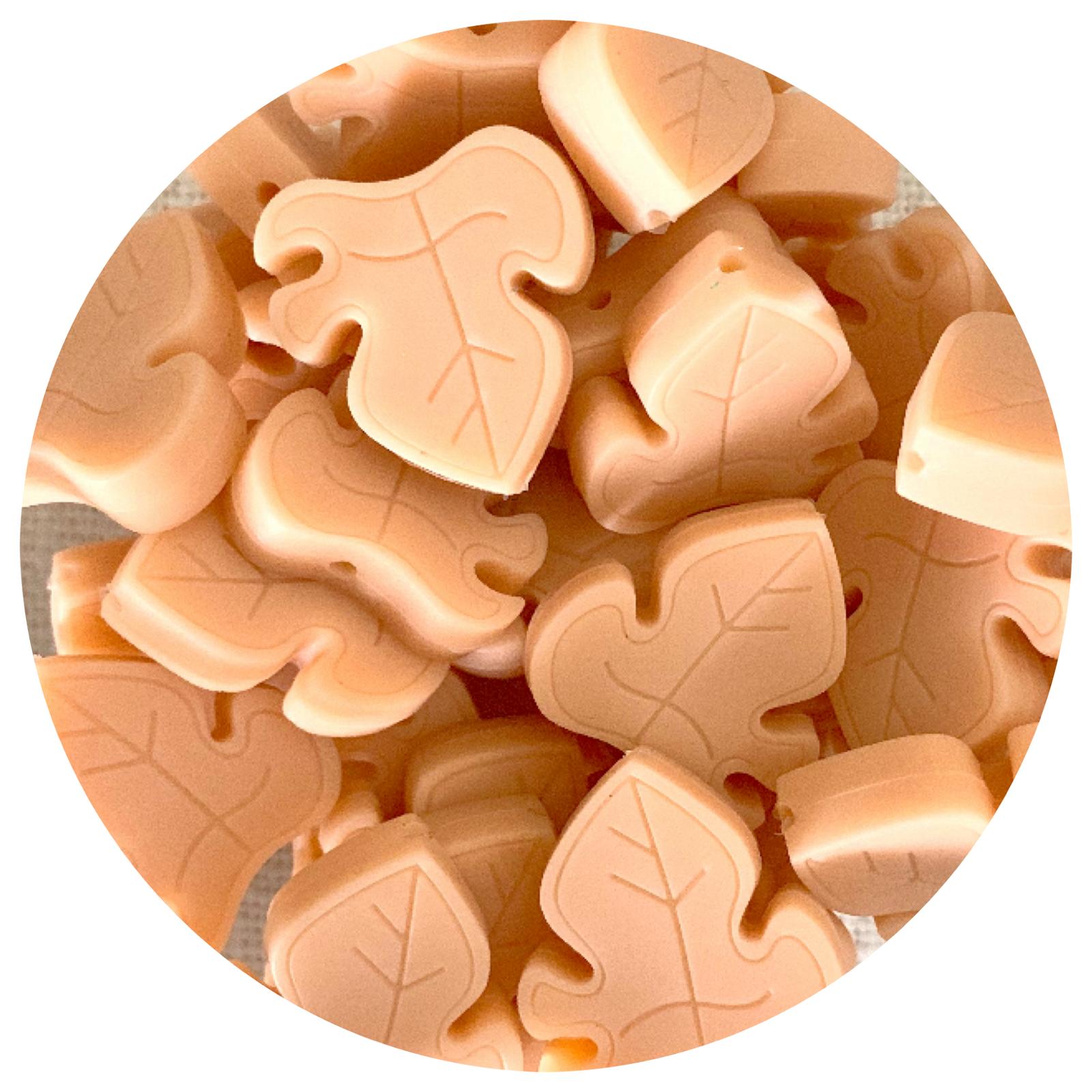Peach - Monstera Leaf Silicone Beads - 2 Beads