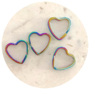 30mm Heart Split Ring Keyring - Rainbow - 5 rings