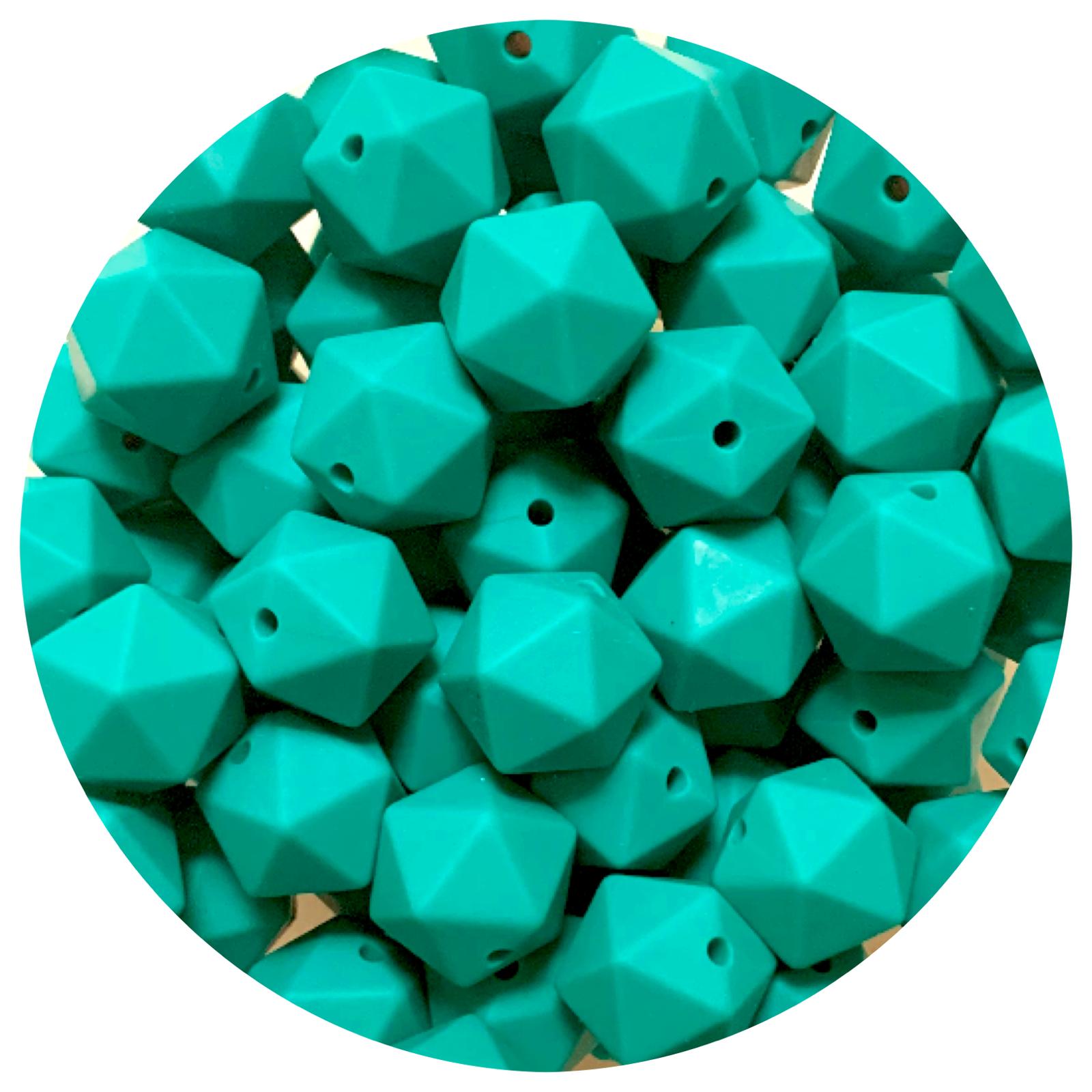 Ocean Green - 14mm Mini Icosahedron - 2 beads