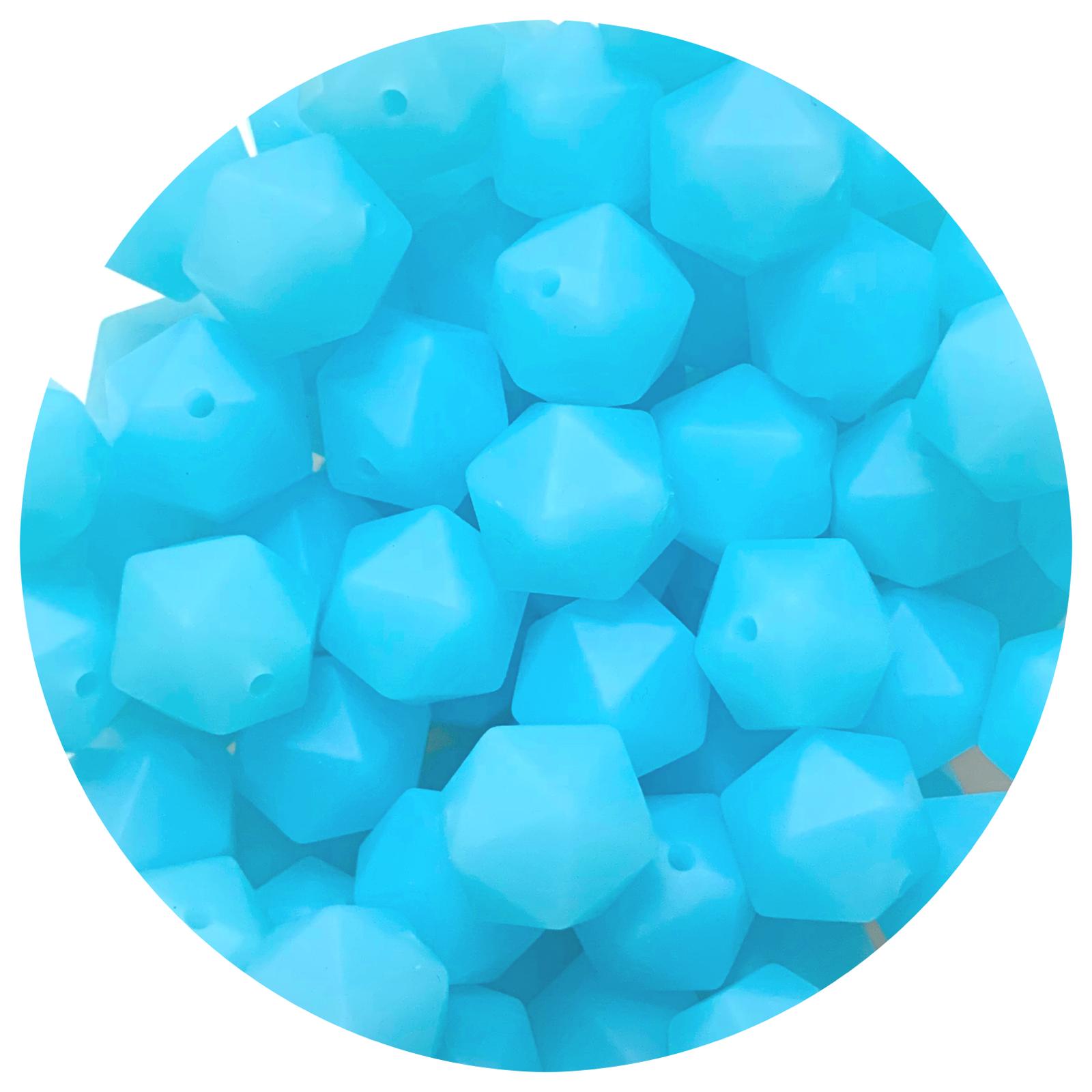 Ice Blue - 14mm Mini Icosahedron - 2 beads