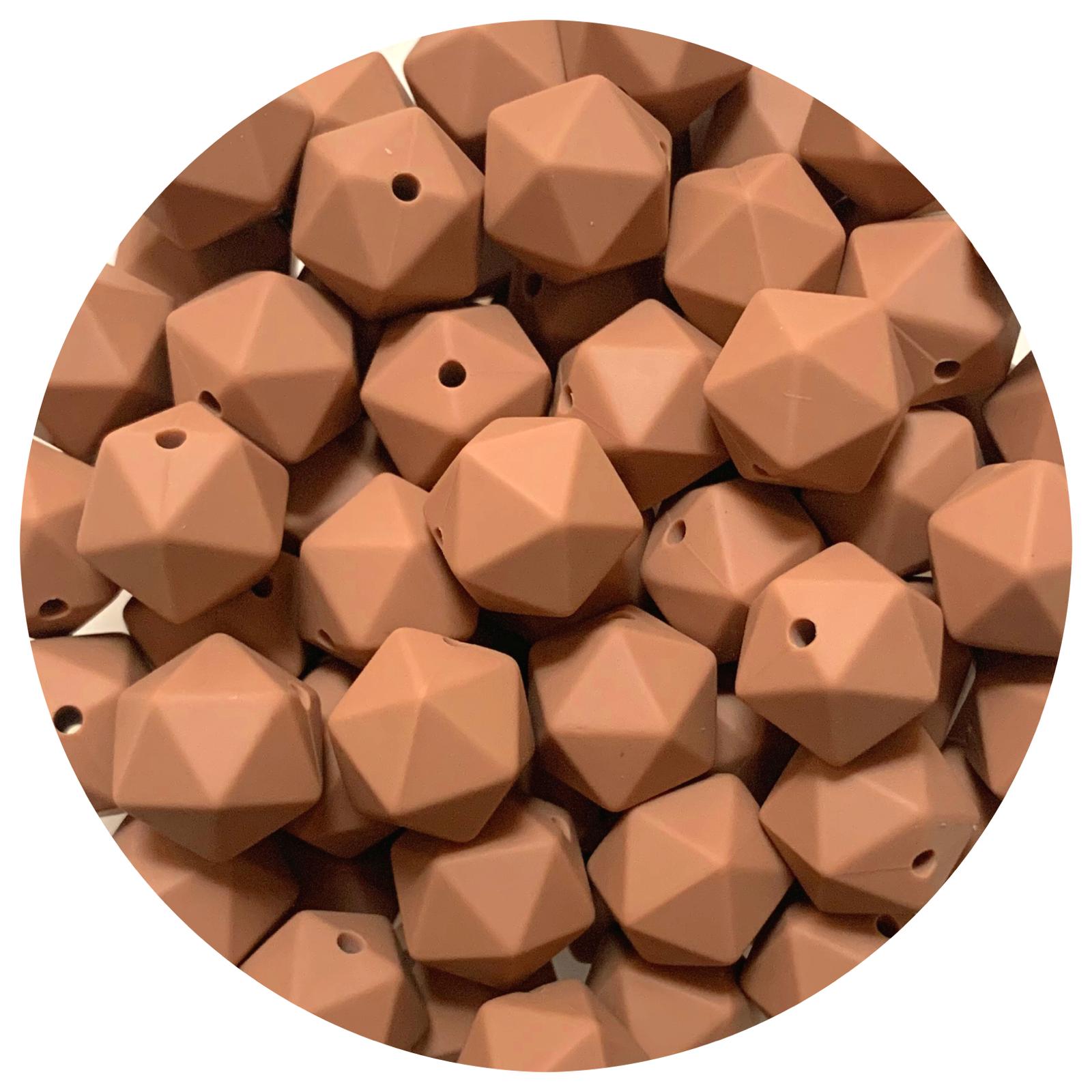 Espresso - 14mm Mini Icosahedron - 2 beads